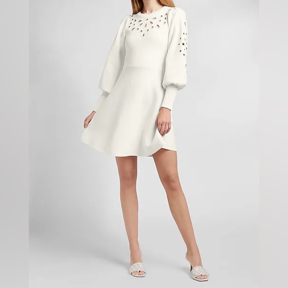 Express White Long Sleeve Dress